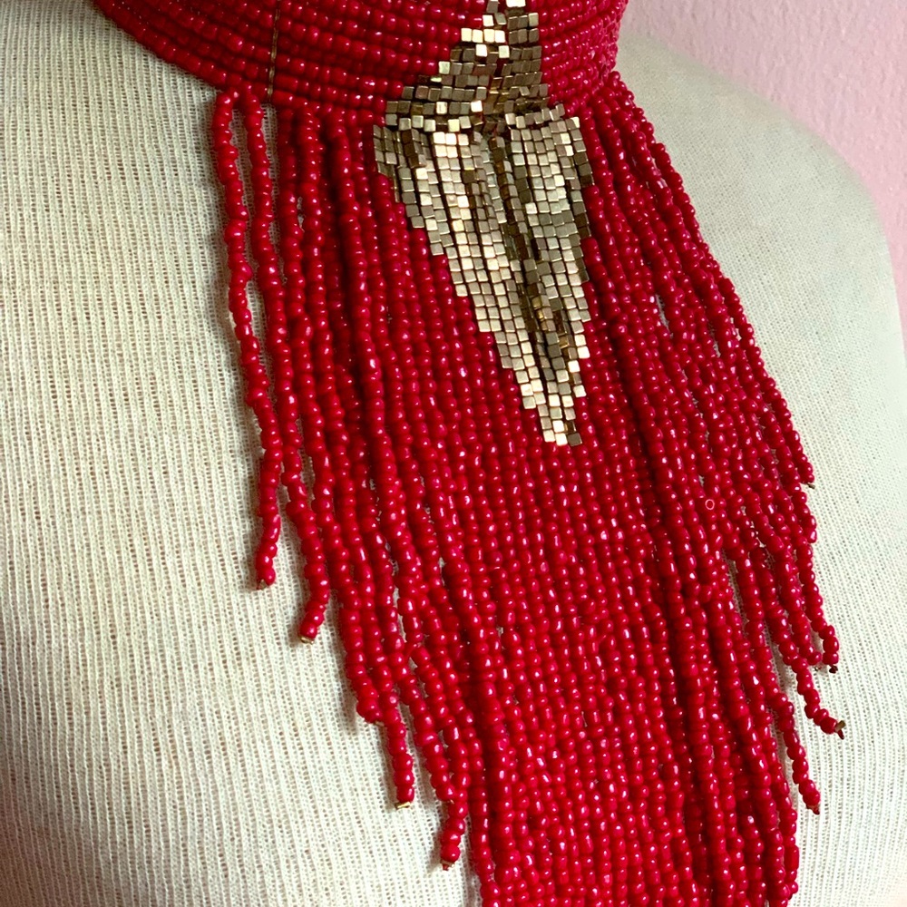 Handmade Beaded Choker with Gold Accents - Picture 2 of 3